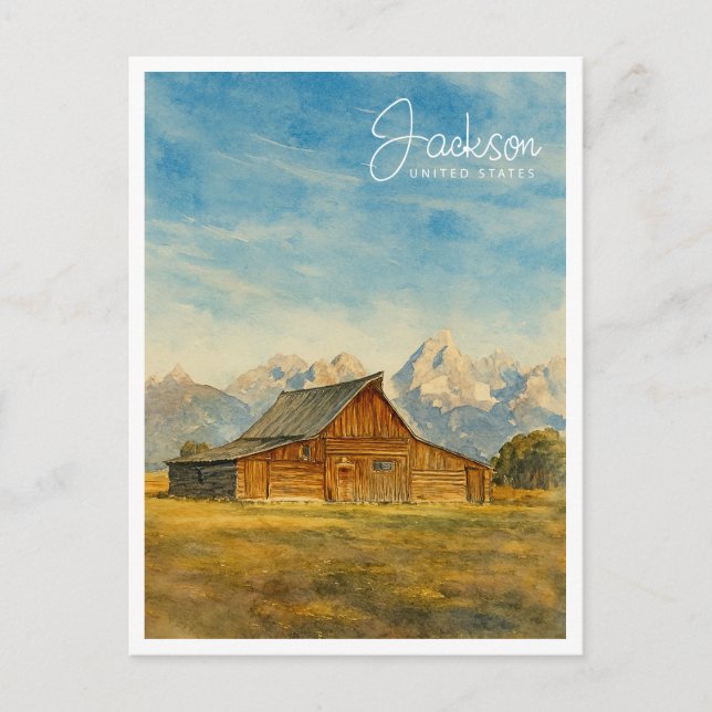 Postal Festiva Acuarela de Jackson Hole | Gran arte de viajes en  (Anverso)