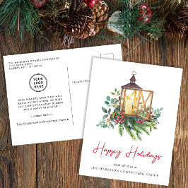 Postal Festiva acuarela de Navidades de logotipos corporativos