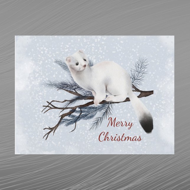 Postal Festiva Acuarela De Pino De Ermino Blanco navidades (Subido por el creador)