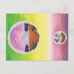 Postal Festiva Acuarela Fantasía Dimensiones Pirámide Sueños Mund