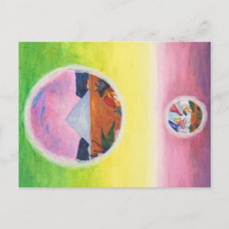 Postal Festiva Acuarela Fantasía Dimensiones Pirámide Sueños Mund
