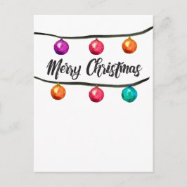 Postal Festiva Acuarela, Felices Navidad, bolas del ornamento