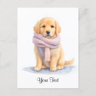 Postal Festiva Acuarela Golden Retriever Puppy Dog Personalizado