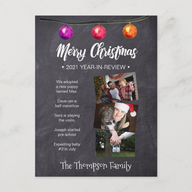 Postal Festiva acuarela personalizado, boletín de Navidades, foto (Anverso)