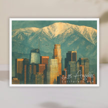 Acuarela Vintage de Los Ángeles | Retro California