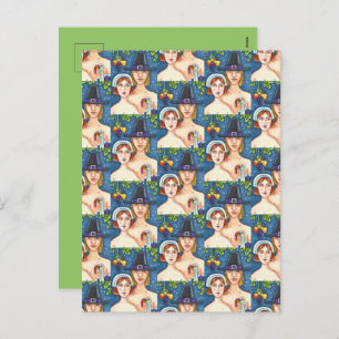 POSTAL FESTIVA ADAM & EVE PILGRIMS, GRACIAS BIBLIOSAS A LA BIBLIO