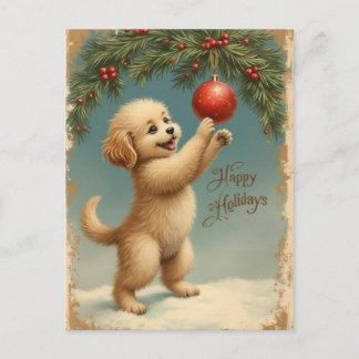 Postal Festiva Add Your Text Season’s Greetings Puppy Postcard