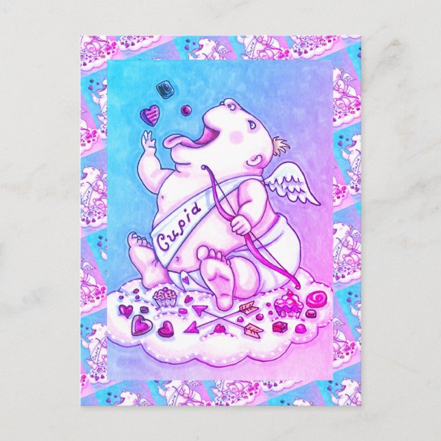 POSTAL FESTIVA ADICIONADO PARA AMAR A FUNNY BABY CUPID, CHOCOLATE (Anverso)