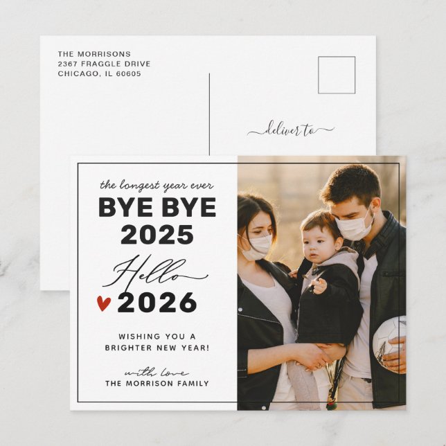 Postal Festiva Adiós a la foto familiar de 2024 (Anverso / Reverso)