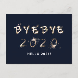 Postal Festiva Adiós brillo 2020 Hola 2021