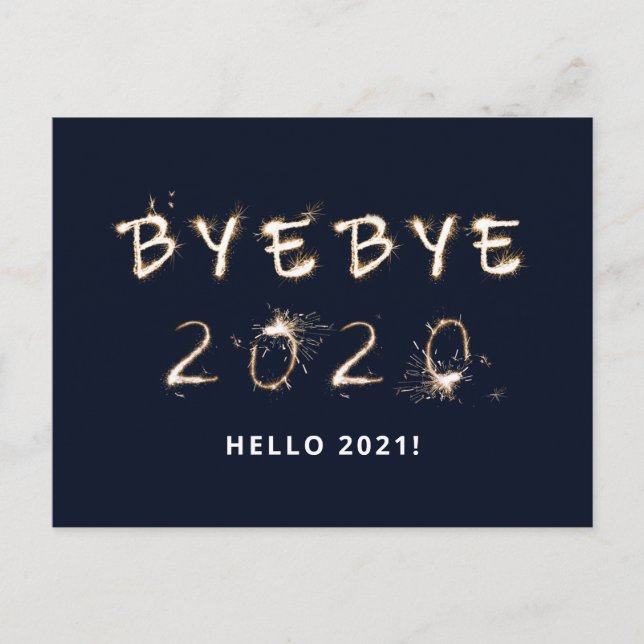 Postal Festiva Adiós brillo 2020 Hola 2021 (Anverso)