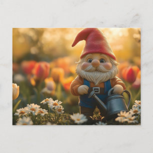 Postal Festiva Adorable hogar de jardín con lata de agua