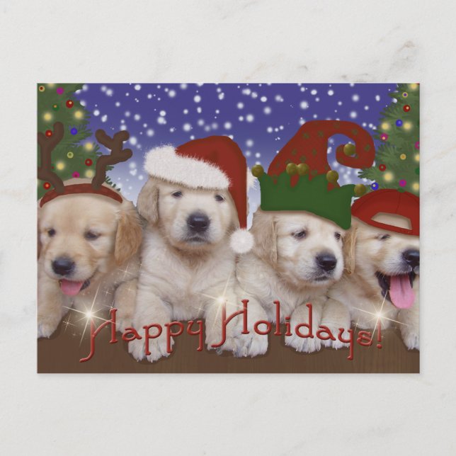 Postal Festiva ¡Adorables Navidades Labrador Cachorros! (Anverso)