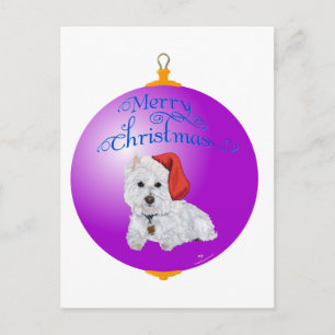 Postal Festiva Adorno Ayudante de Santa Westie