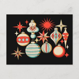 Postal Festiva Adorno Navideño Moderno Retro Alegre y Brillante