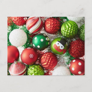 Postal Festiva Adornos Navideños Festivos Coloridos