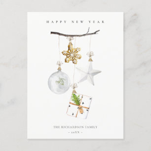 Postal Festiva Adornos Navideños Galleta Campanilla Feliz Año Nue