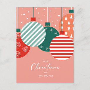 Postal Festiva Adornos Navideños Retro - Encanto Clásico de las F