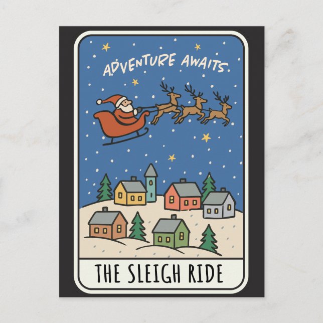 Postal Festiva Adventure Awaits Sleigh Ride Santa Christmas (Anverso)
