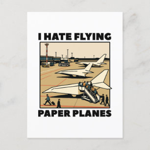Postal Festiva Aerolíneas de papel de abordaje de avión de papel