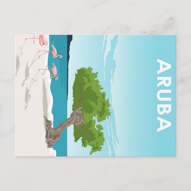 Postal Festiva Afiche de viaje de la isla de Aruba (Anverso)