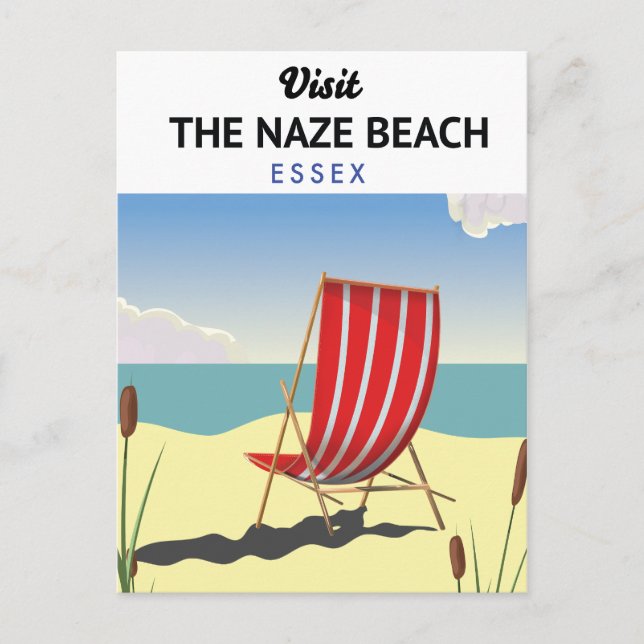 Postal Festiva Afiche de viaje de Naze Beach Essex (Anverso)