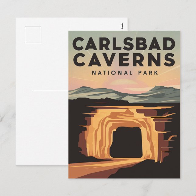 Postal Festiva Afiche de viaje del Parque Nacional Carlsbad Caver (Anverso / Reverso)