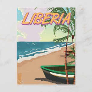 Postal Festiva Afiche de viajes de vacaciones retro en Liberia