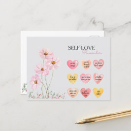 Postal Festiva Afirmación de amor propio en forma de corazón cita
