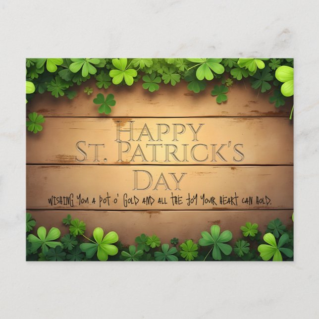 Postal Festiva Afortunados deseos del Día de San Patricio 🍀 (Anverso)