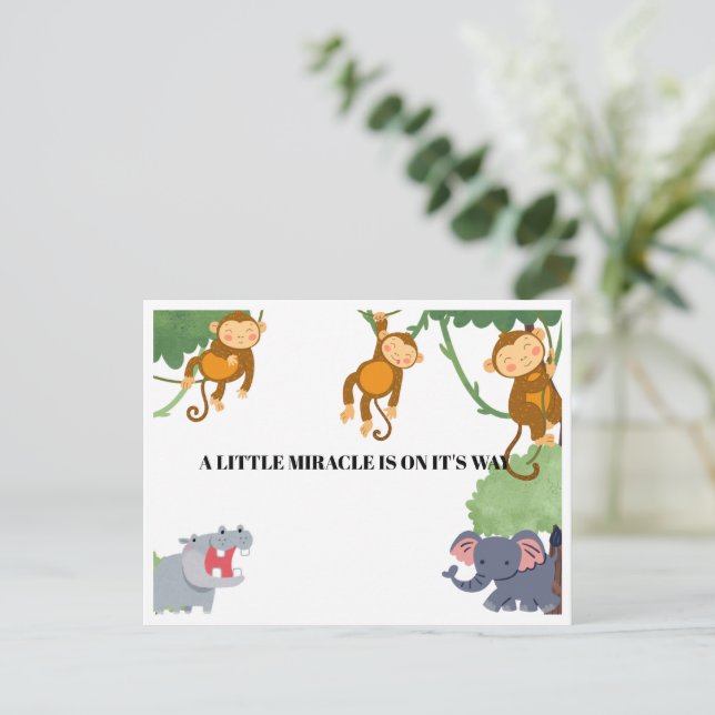 Postal Festiva African Animals Surprise Gender Baby Shower  (Anverso de pie)