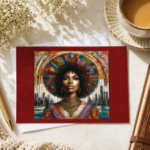 Postal Festiva Afrofuturismo Retrato de Mujer Negra Arte Audaz