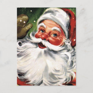 Postal Festiva Agitando a Santa Claus