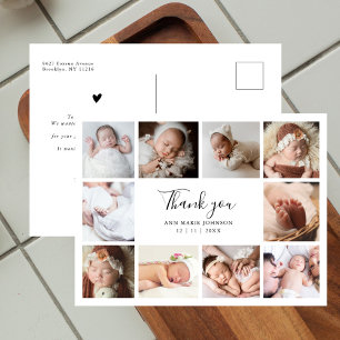 Postal Festiva Agradecimiento de baby shower de 10 fotos con letr
