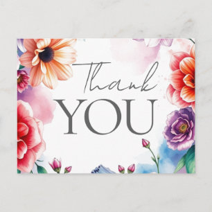 Postal Festiva Agradecimiento Floral Elegante Moderno Plano Moder