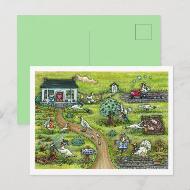 POSTAL FESTIVA AGRICULTURA, PAÍS HUMORÍSTICO GRACIAS A LAS AVES (Anverso / Reverso)