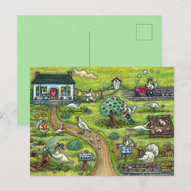 POSTAL FESTIVA AGRICULTURA, PAÍS HUMORÍSTICO GRACIAS A LAS AVES (Anverso / Reverso)