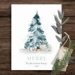 Postal Festiva Agua de Nieve Aqua Pine Regalos de Árbol de Navida<br><div class="desc">Si necesitas más personalización,  por favor,  no dudes en enviarme un mensaje a yellowfebstudio@gmail.com.</div>