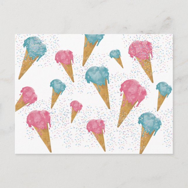 Postal Festiva Agua Retro Pastel Helado Crema Y Espolvorines (Anverso)