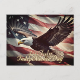 Postal Festiva Águila del 4 de Julio con bandera americana