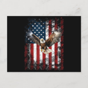 Postal Festiva Águila Patriótica 4 de Julio Bandera Americana EEU