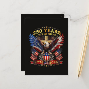 Postal Festiva Águila Patriótica Fe Libertad 250 Años 1776 2026