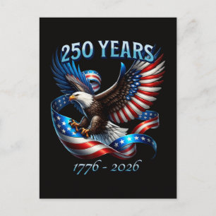 Postal Festiva Águila y bandera patrióticas 250 años 1776-2026