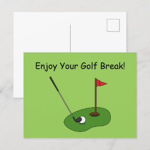 Postal Festiva Agujero del campo de golf con bandera personalizad