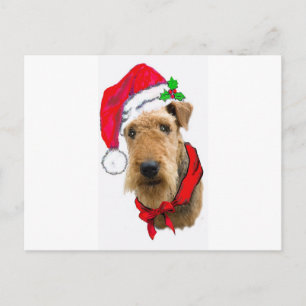 Postal Festiva Airedale En Santa Hat