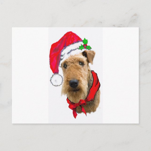 Postal Festiva Airedale En Santa Hat (Anverso)