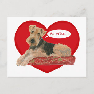 Postal Festiva Airedale/tarjeta del día de San Valentín de