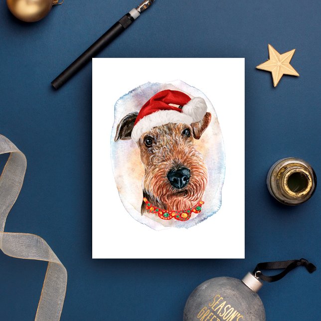 Postal Festiva Airedale Terrier Navidades Regalos Para Los Perros (Subido por el creador)