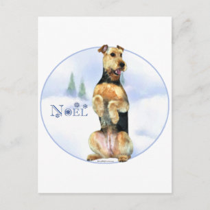Postal Festiva Airedale Terrier Noel