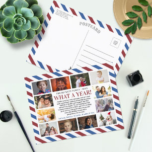 Postal Festiva Airmail Qué Año En El Collage de fotos De Revisión